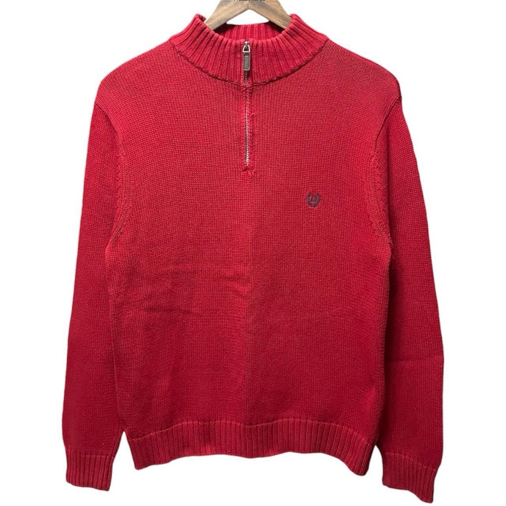 plain blank red chaps 1/4 zip small logo 90s 2000s sweater sweatshirt jacket